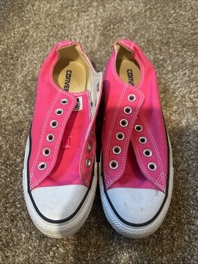 Converse Slip-On Canvas Sneakers in Bright Pink